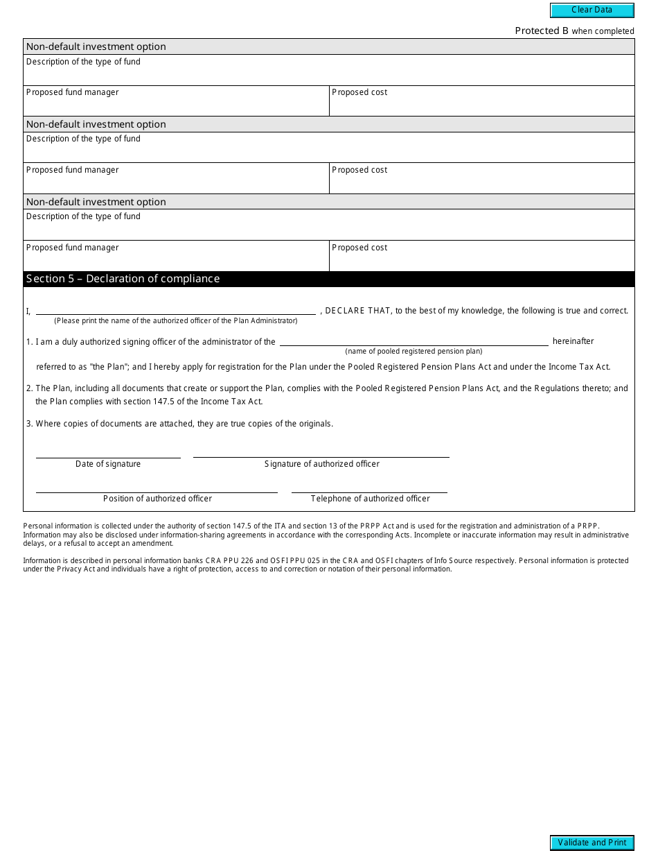 Form RC364 Application to Register a Plan as a Pooled Registered Pension Plan - Canada, Page 3