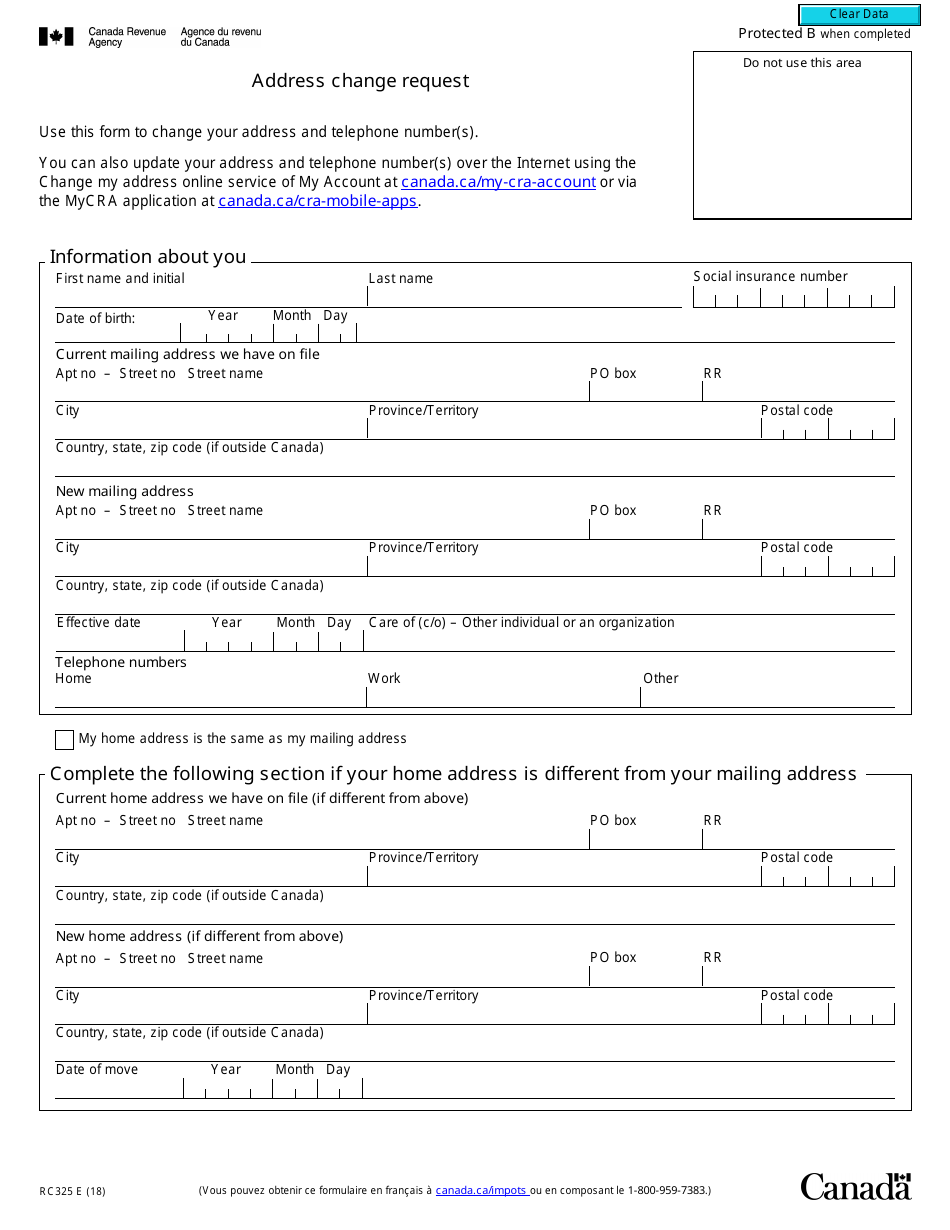 Form RC325 Fill Out Sign Online and Download Fillable PDF Canada