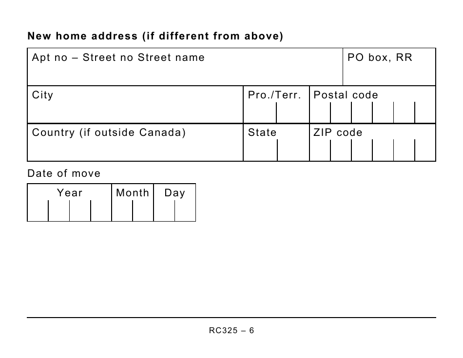 Form RC325 Address Change Request (Large Print) - Canada, Page 6