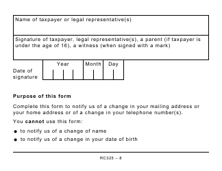 Form RC325 Address Change Request (Large Print) - Canada, Page 8