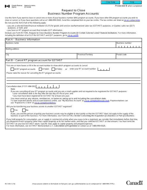 Form RC145  Printable Pdf