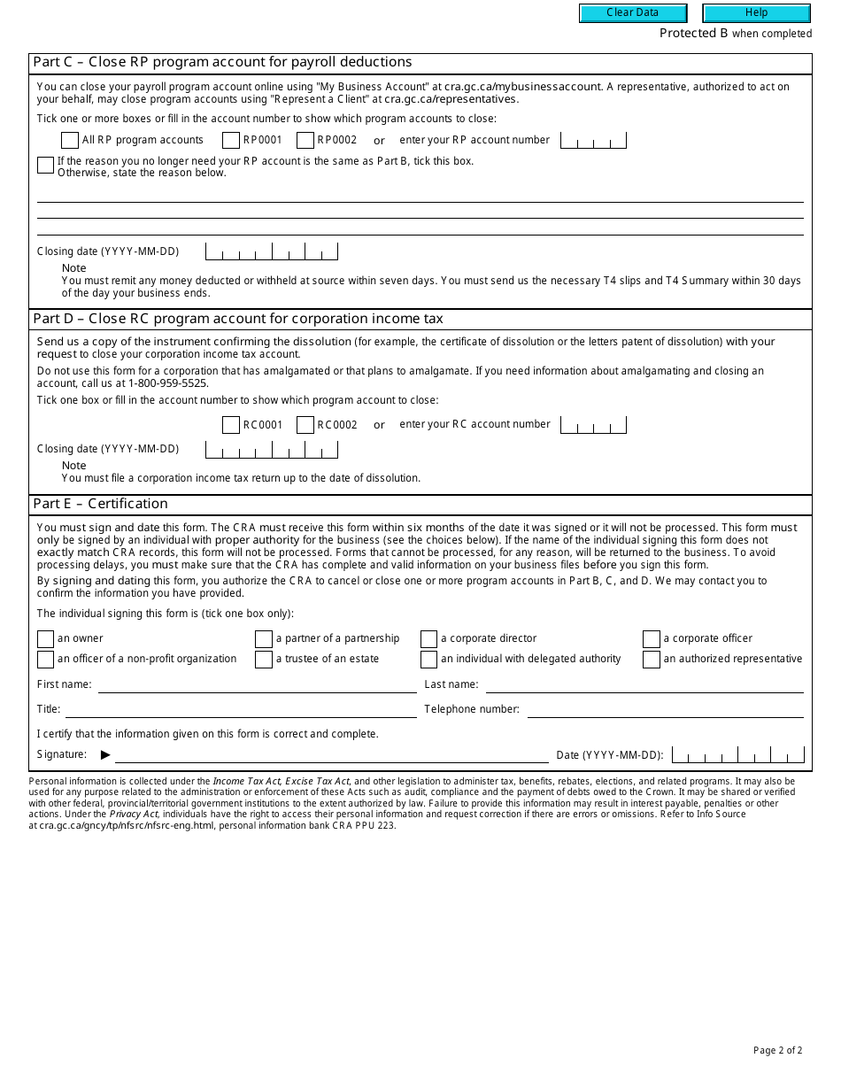 Form RC145 - Fill Out, Sign Online and Download Fillable PDF, Canada ...