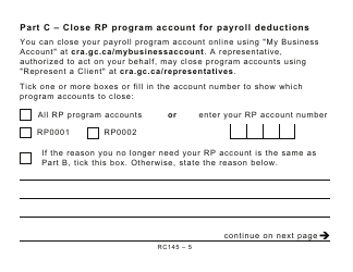 Form RC145 Request to Close Business Number Program Accounts (Large Print) - Canada, Page 5