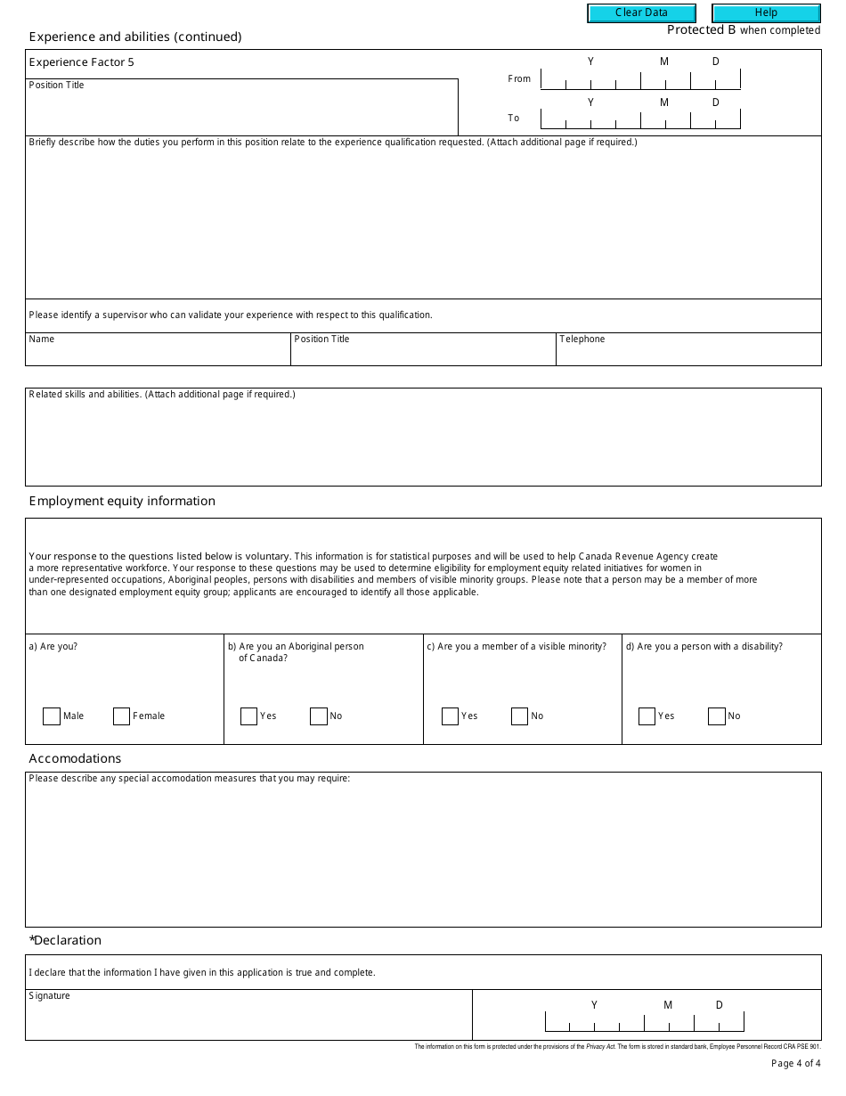 Form RC126 Job Application - Canada, Page 4