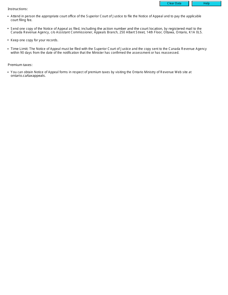 Form ON200 Notice of Appeal - Ontario Corporations Tax Act - Canada, Page 2