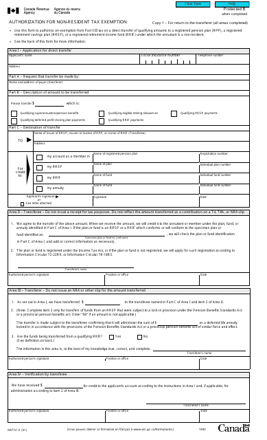Form NRTA1  Printable Pdf