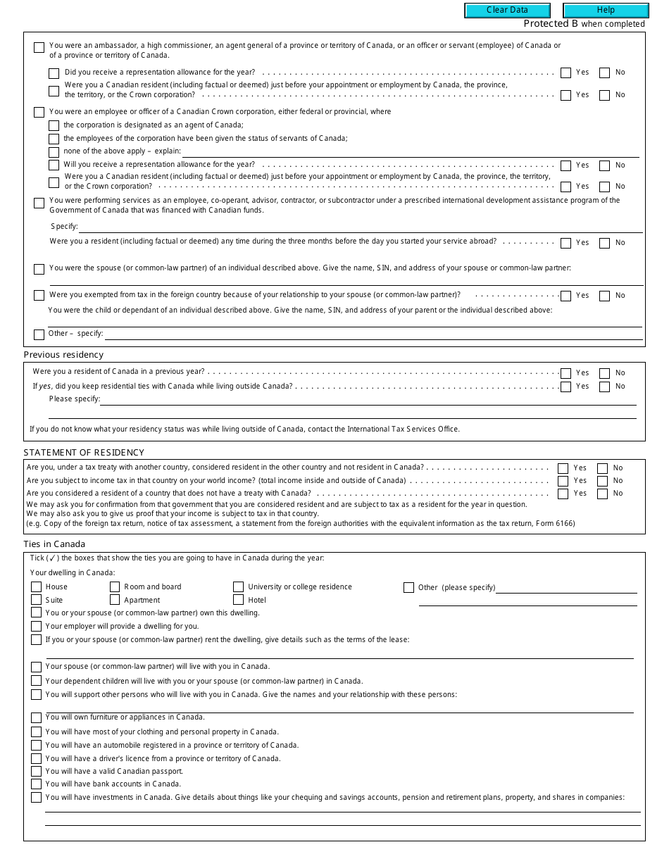 Form NR74 Determination of Residency Status (Entering Canada) - Canada, Page 2