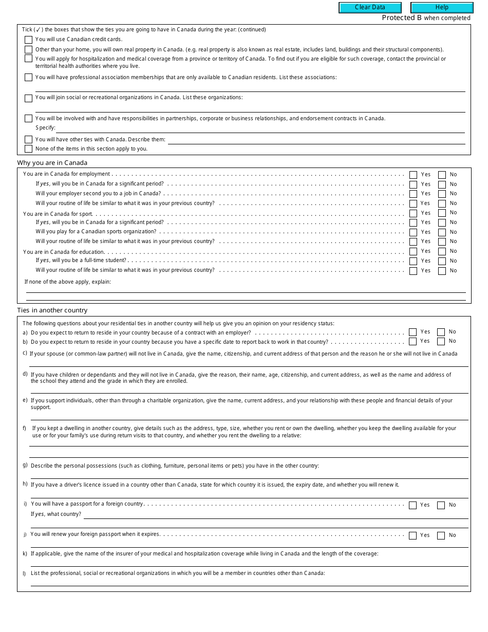 Form NR74 Determination of Residency Status (Entering Canada) - Canada, Page 3