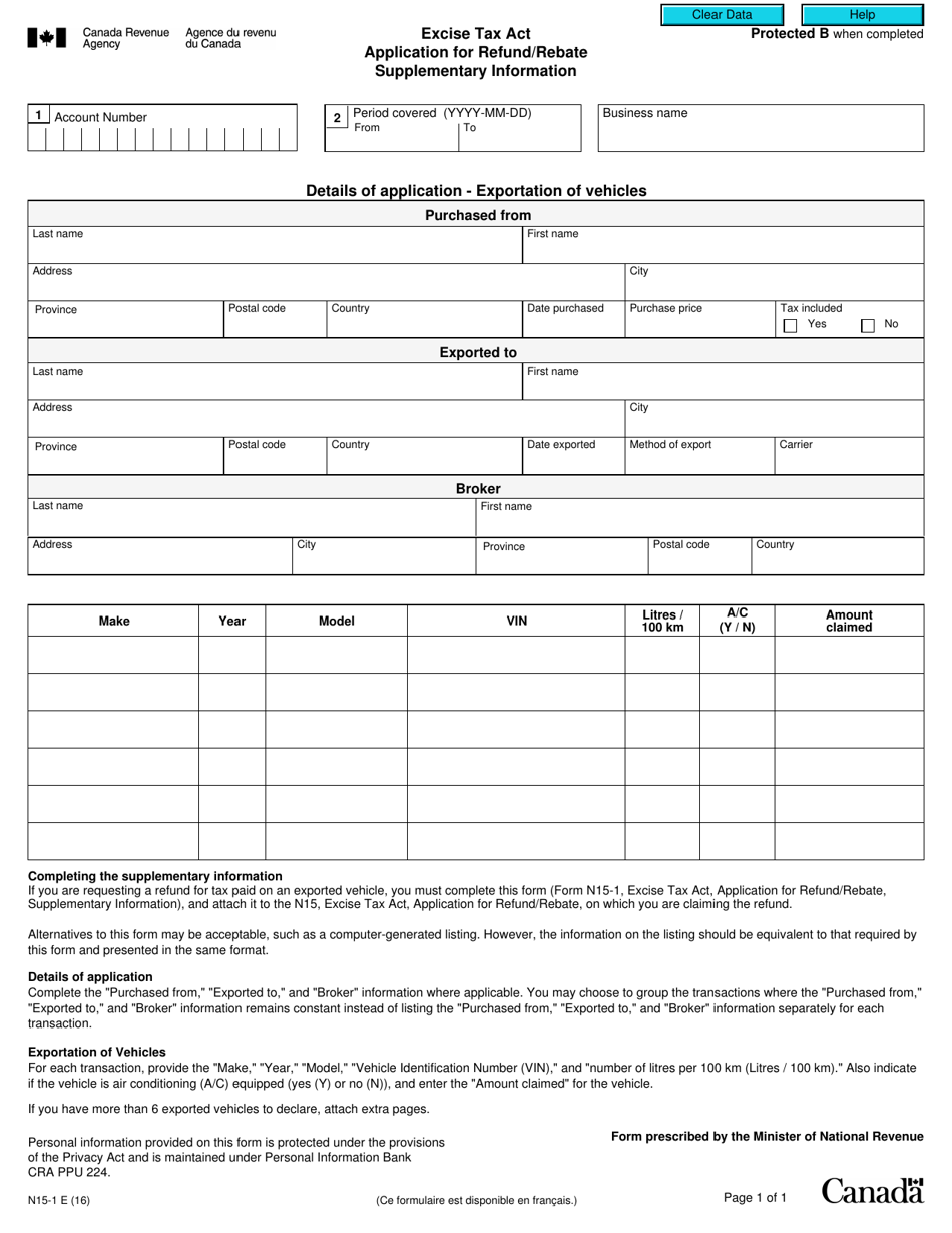 Form N151 Download Fillable PDF or Fill Online Excise Tax Act