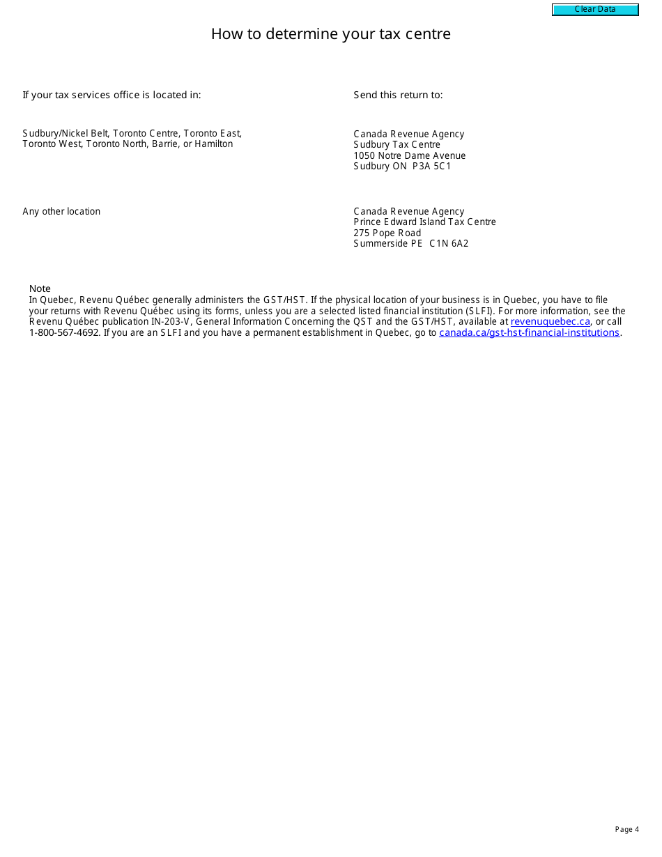 Form GST60 Gst / Hst Return for Purchase of Real Property or Carbon Emission Allowances - Canada, Page 4