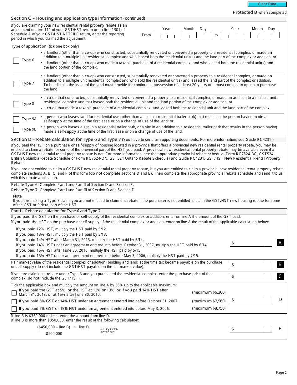 Form GST524 Download Fillable PDF Or Fill Online Gst Hst New 