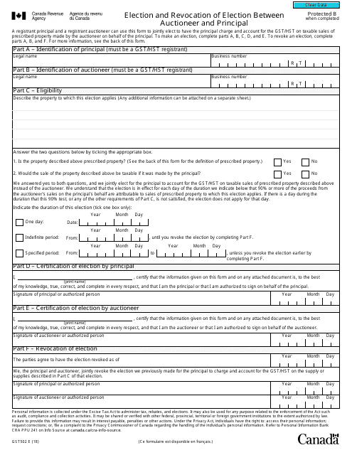 Form GST502  Printable Pdf