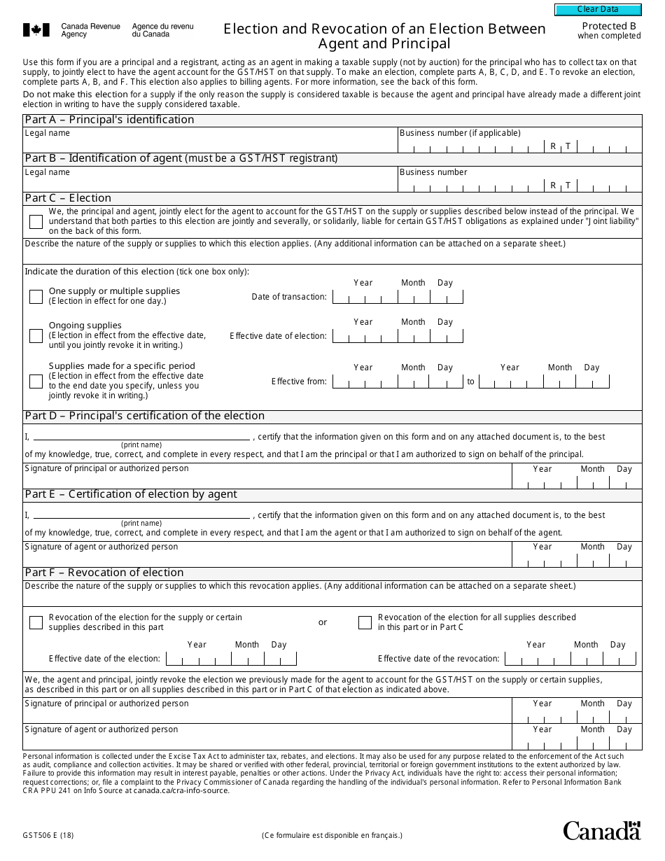 Form GST506 - Fill Out, Sign Online and Download Fillable PDF, Canada ...