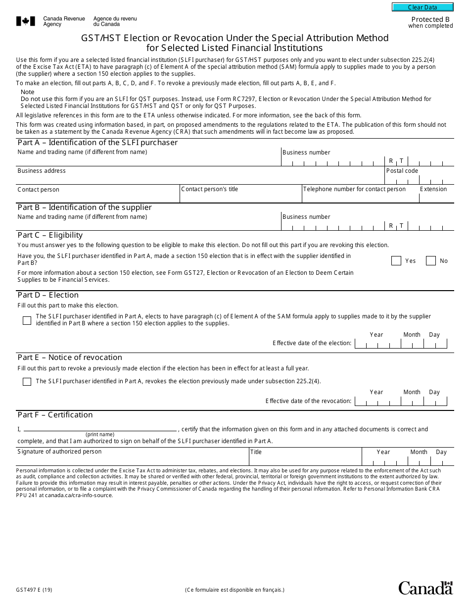 Form GST497 - Fill Out, Sign Online and Download Fillable PDF, Canada ...