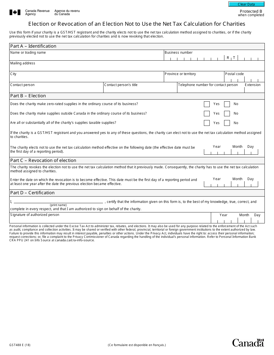 Form GST488 - Fill Out, Sign Online and Download Fillable PDF, Canada ...