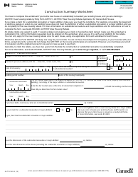 Form GST191-WS Construction Summary Worksheet - Canada