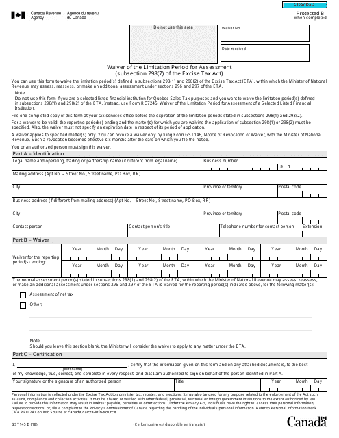 Form GST145  Printable Pdf
