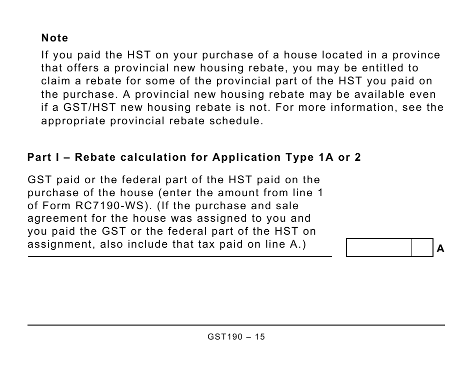 Form GST190 Download Printable PDF Or Fill Online Gst/Hst New Housing ...