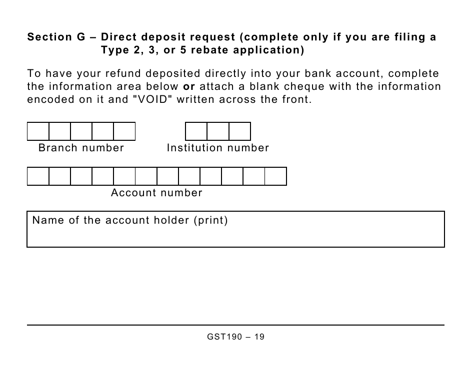 Form GST190 Gst / Hst New Housing Rebate Application for Houses Purchased From a Builder - Large Print - Canada, Page 19