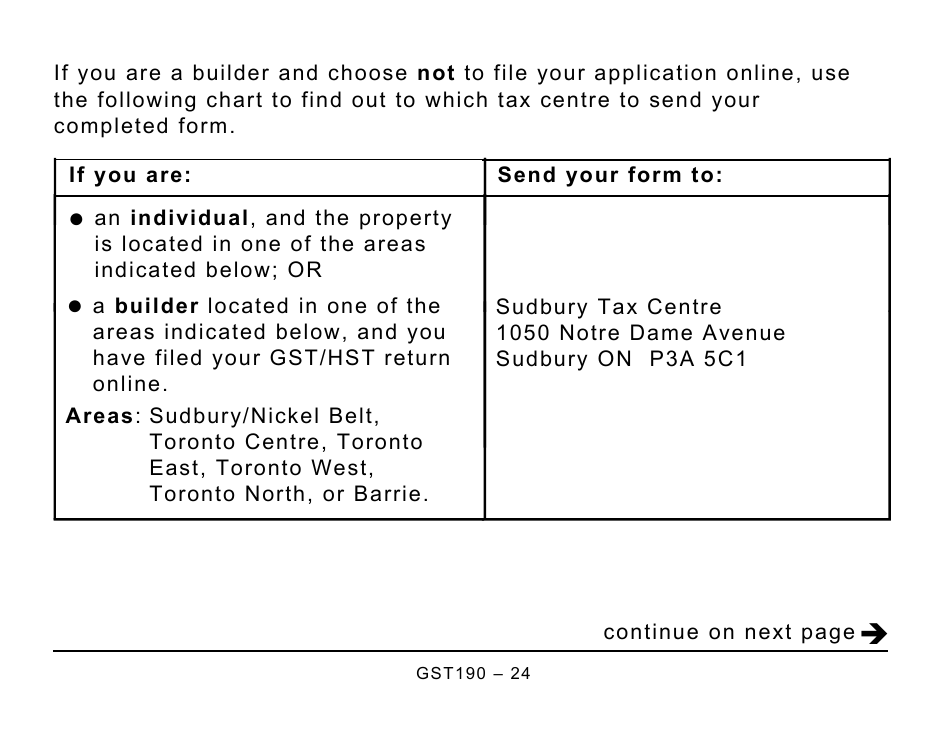 Form GST190 Gst / Hst New Housing Rebate Application for Houses Purchased From a Builder - Large Print - Canada, Page 24