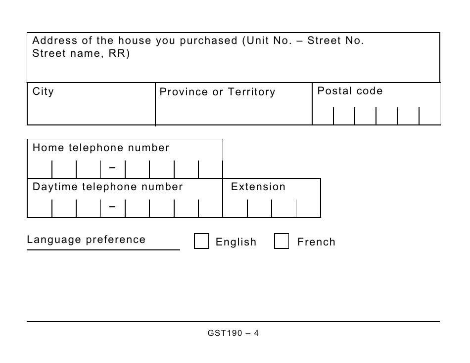 Form GST190 Gst / Hst New Housing Rebate Application for Houses Purchased From a Builder - Large Print - Canada, Page 4