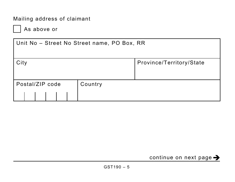 Form GST190 Gst / Hst New Housing Rebate Application for Houses Purchased From a Builder - Large Print - Canada, Page 5