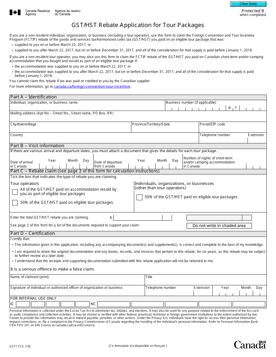 Form GST115 Fill Out Sign Online And Download Fillable PDF Canada 