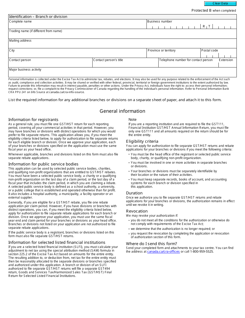 Form GST10 - Fill Out, Sign Online and Download Fillable PDF, Canada ...