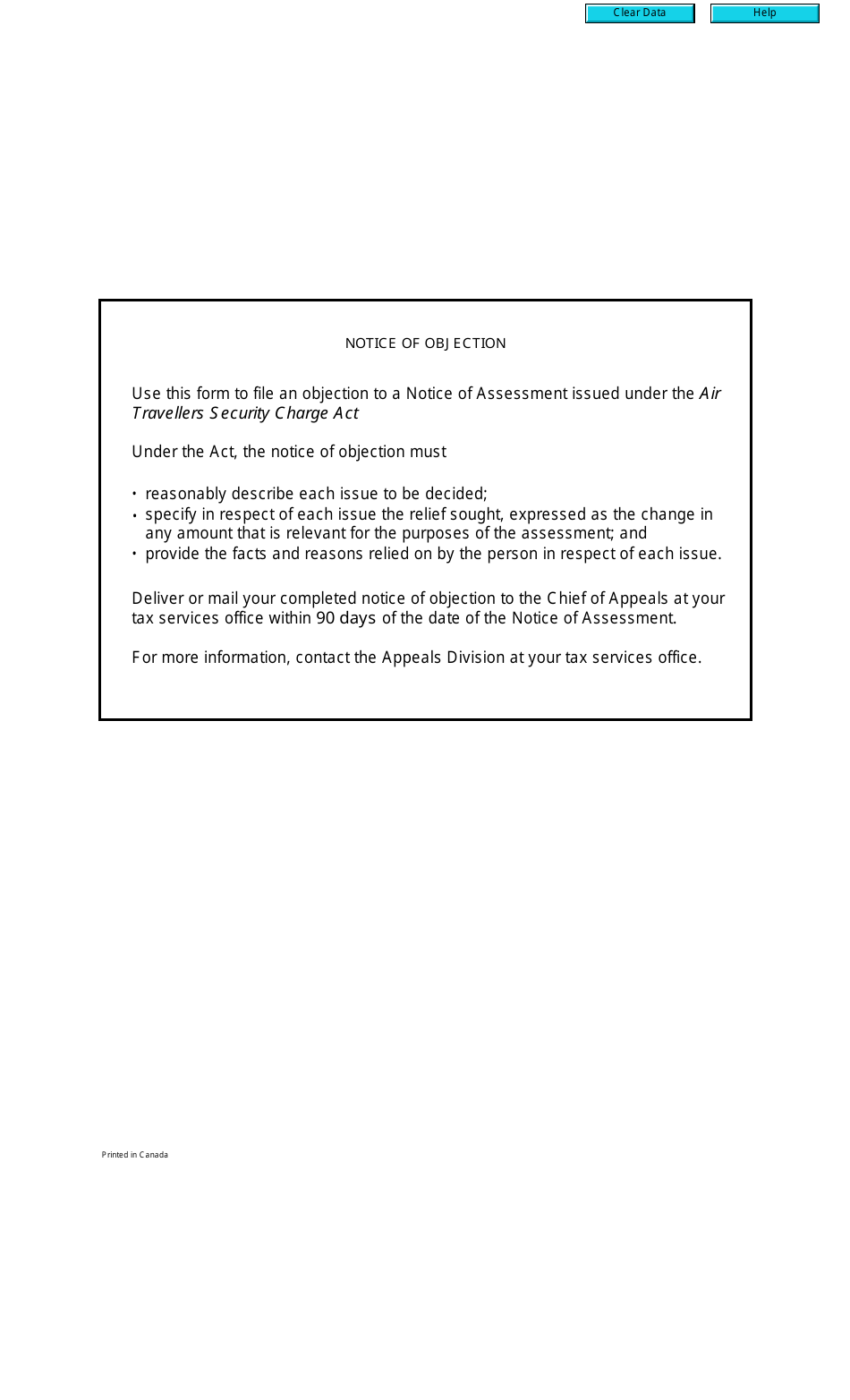 Form E676 Notice of Objection (Air Travellers Security Charge Act) - Canada, Page 2