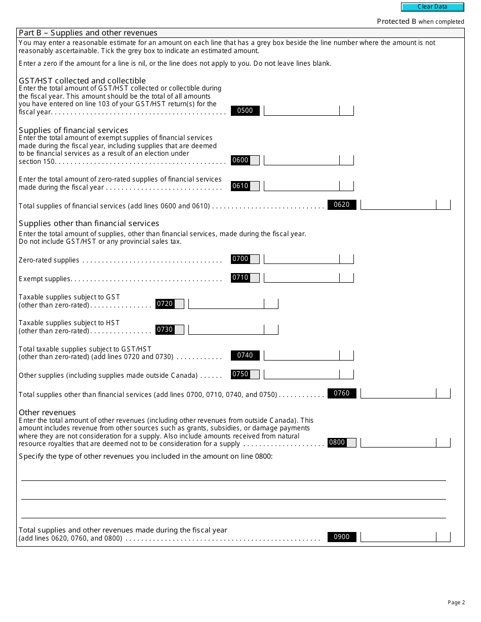Form GST111 Financial Institution Gst / Hst Annual Information Return - Canada, Page 2