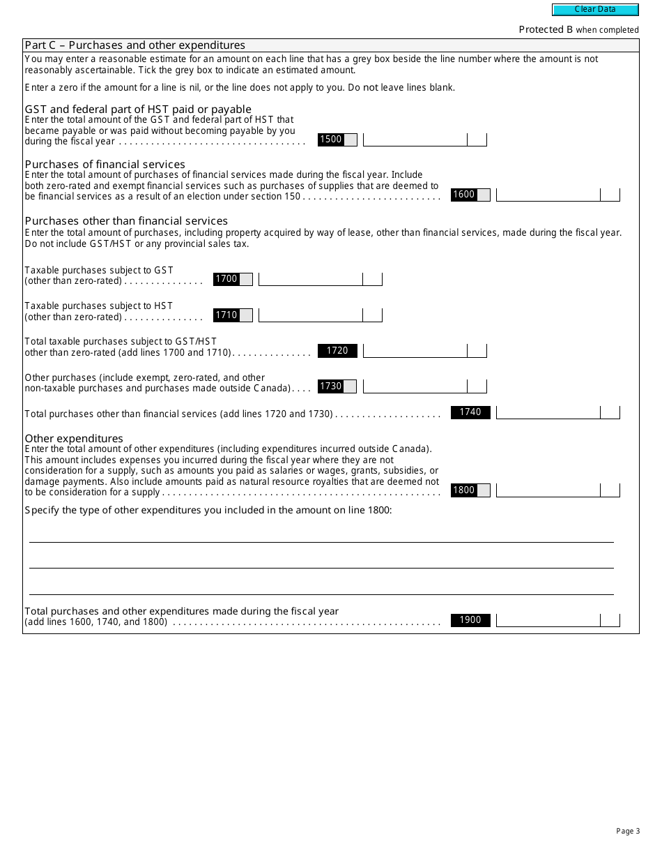 Form GST111 Financial Institution Gst / Hst Annual Information Return - Canada, Page 3