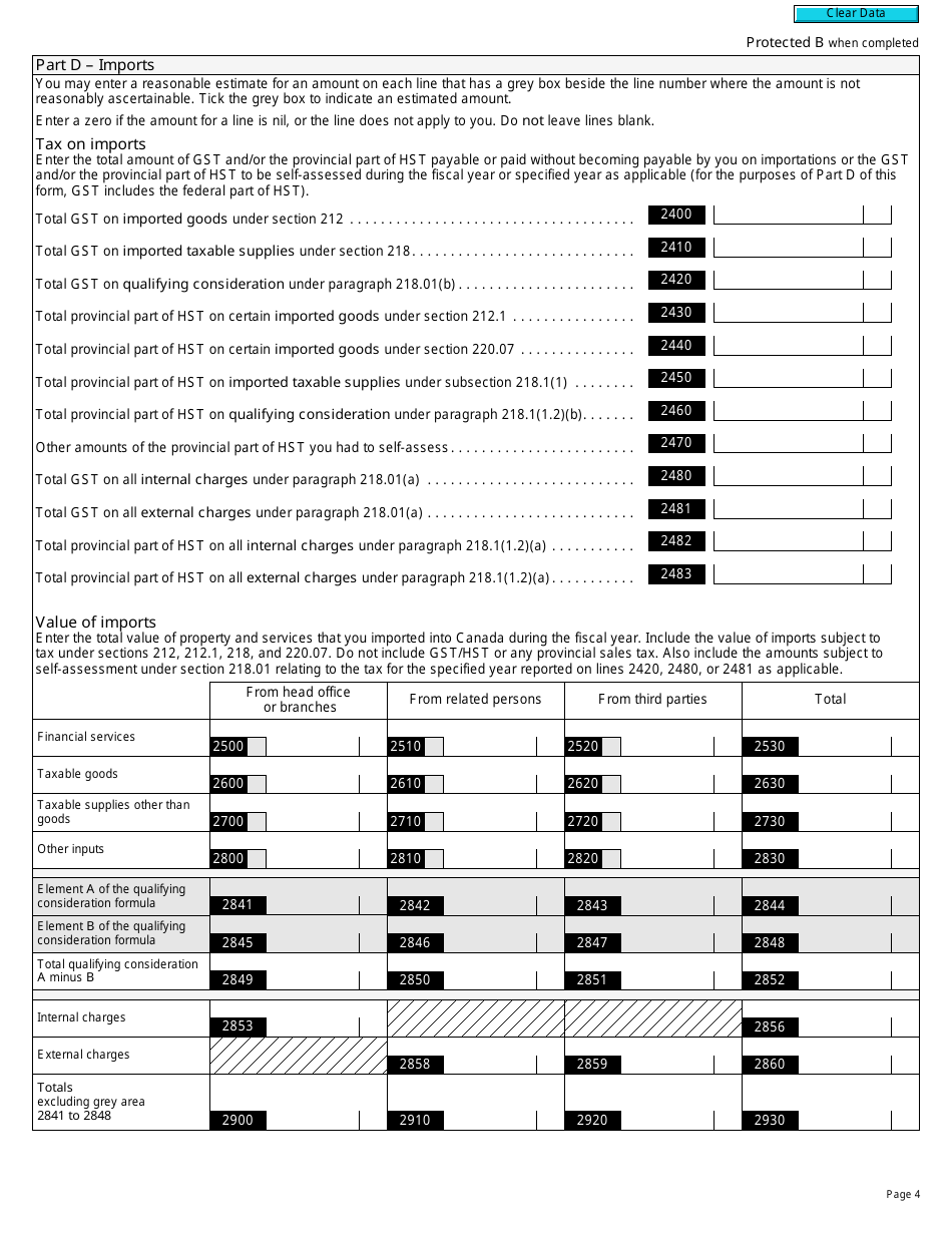 Form GST111 Financial Institution Gst / Hst Annual Information Return - Canada, Page 4