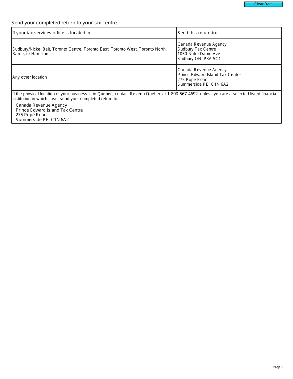 Form GST111 Financial Institution Gst / Hst Annual Information Return - Canada, Page 9