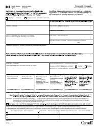 Form CPT52 Certificate of Coverage Under the Canada Pension Plan Pursuant to Article VII of the Agreement on Social Security Between Canada and France - Canada (English/French)