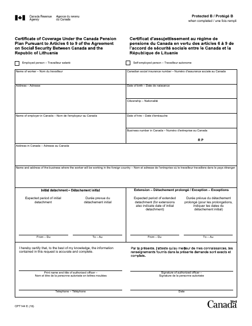 Form CPT144  Printable Pdf