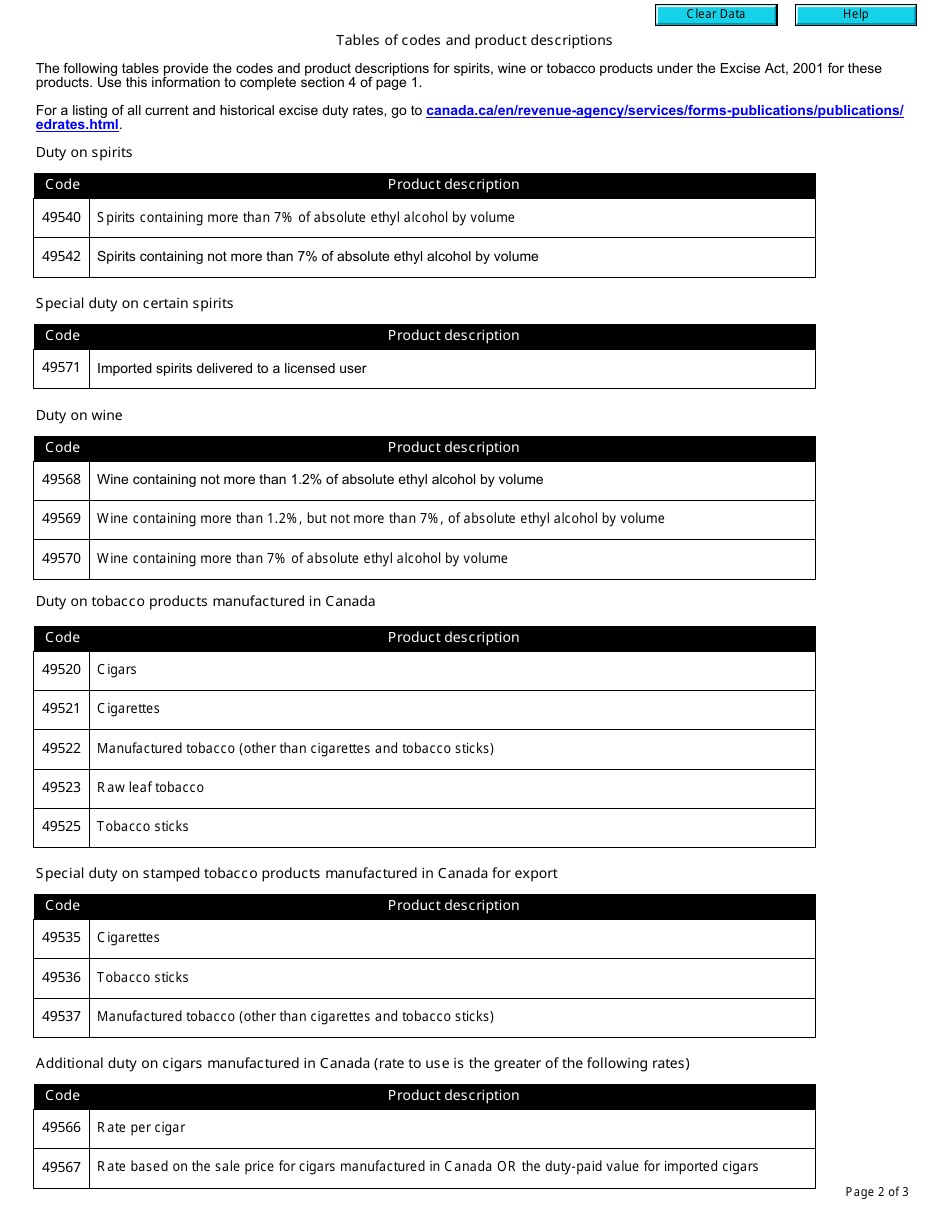 Form B270 Excise Act 2001 - Excise Duty Return - Non-licensee - Canada, Page 2