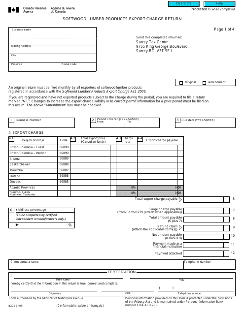 Form B275  Printable Pdf