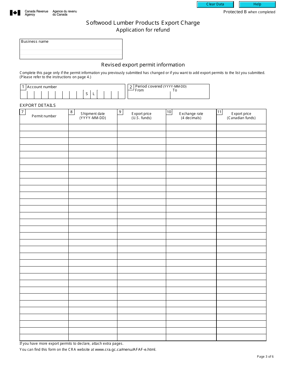 Form B278 Softwood Lumber Products Export Charge - Application for Refund - Canada, Page 3