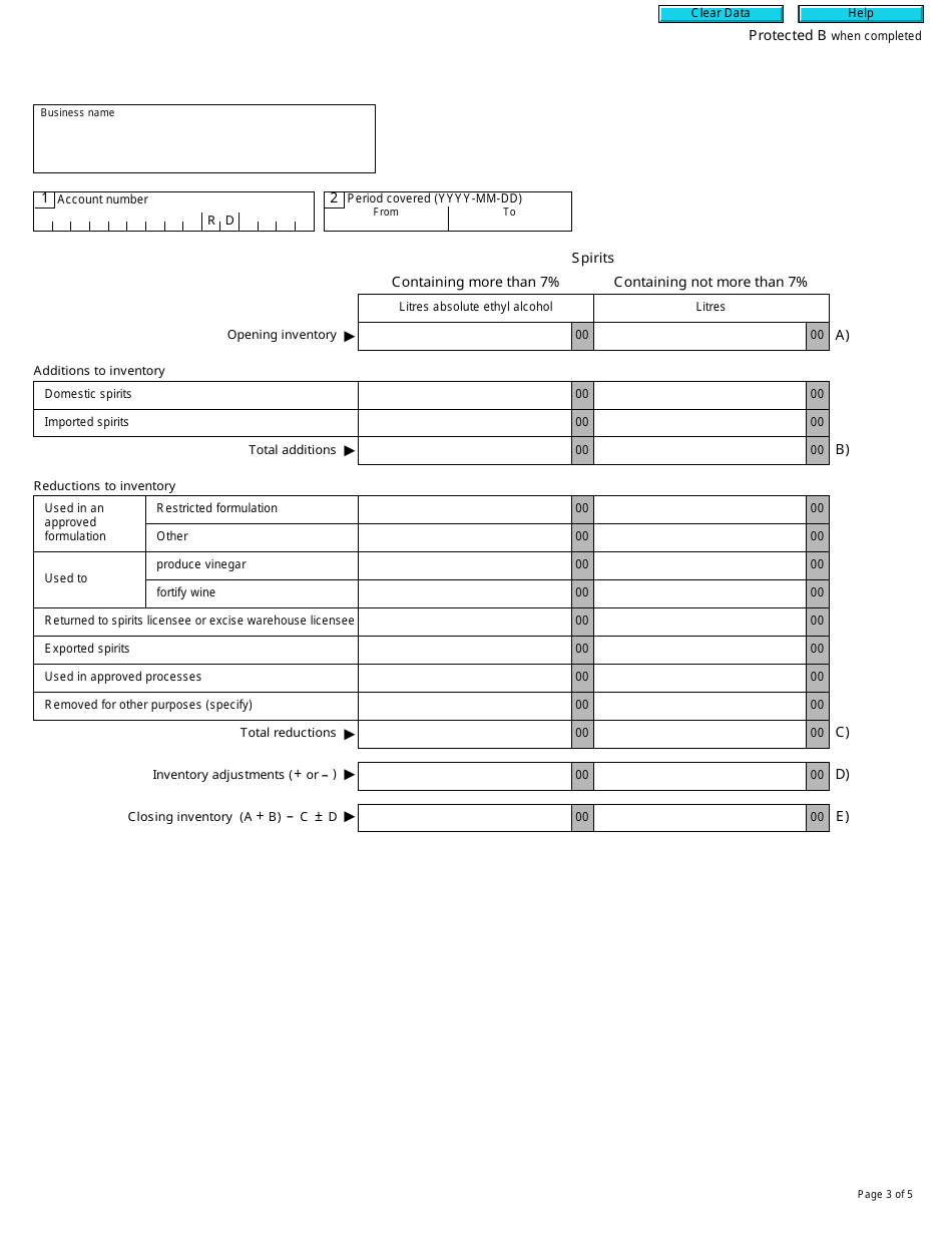 Form B263 Excise Duty Return - Licensed User - Canada, Page 3