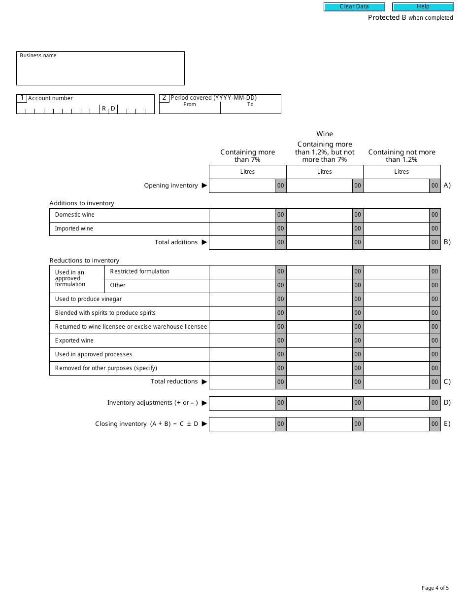 Form B263 Excise Duty Return - Licensed User - Canada, Page 4