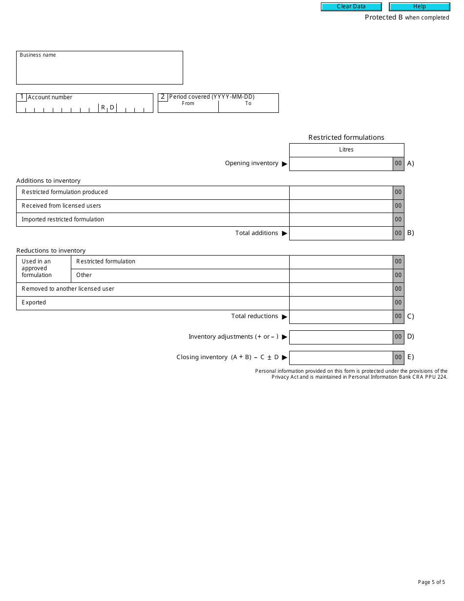 Form B263 Excise Duty Return - Licensed User - Canada, Page 5