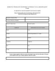 Domestic Producer&#039;s Response to Product Exclusion Request Form - Canada, Page 2
