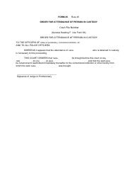Document preview: Form 45 Order for Attendance of Person in Custody - Canada