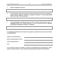 Product Exclusion Request Form - Canada, Page 4