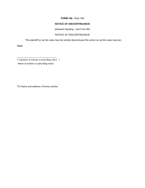 Form 166 Notice of Discontinuance - Canada