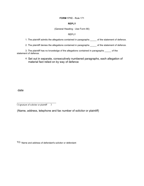 Form 171C Reply - Canada