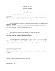 Document preview: Form 255 Request to Admit - Canada