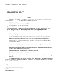Form 337.1 Notice of Appeal - Canada, Page 2