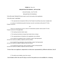 Form 314 Requisition for Hearing - Application - Canada