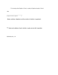 Form 314 Requisition for Hearing - Application - Canada, Page 2